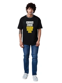 Oversized Drop Shoulder Stylish Slogan Insaan Bano Bahut Scope Hai Printed T-Shirt - M