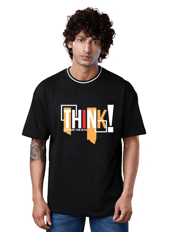 Think Out Side The Box Trending Stylish Oversized Drop Shoulder T-Shirt - M