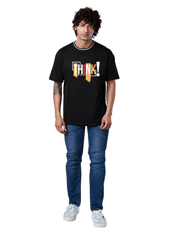 Think Out Side The Box Trending Stylish Oversized Drop Shoulder T-Shirt - M