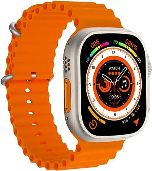 Hiwatch PRO T800 Ultra Biggest Display Smart Watch with Bt Calling Wireless Charge Fitness | Health Tracking, Sports Tracking, Camera & Music Control Smartwatch (Orange) - Orange