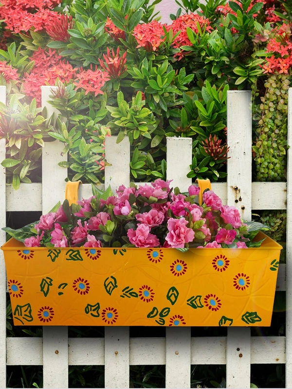 Handpainted Rectangle Planter Yellow