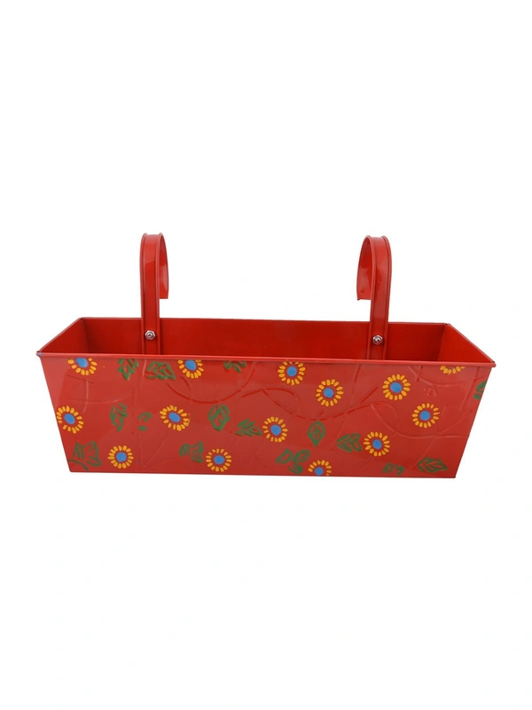 Handpainted Rectangle Planter Red
