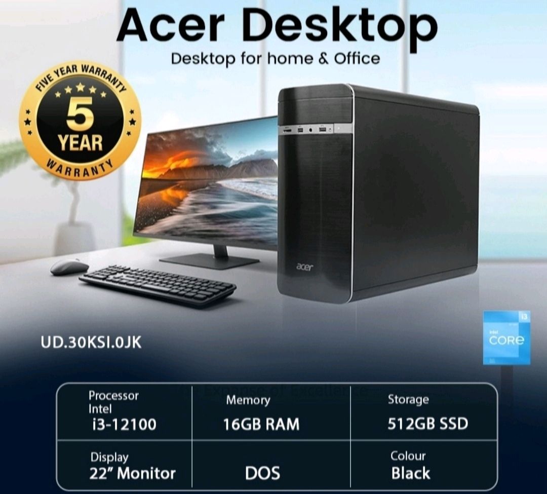 COMPUTER ACER (I3/12100/16GB/512SSD/DOS) UD.30KSI.0JK/5 Year Warranty
