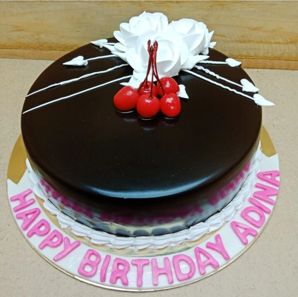 Chocolate Cake With Cherry On Top - Half Kg, Eggless