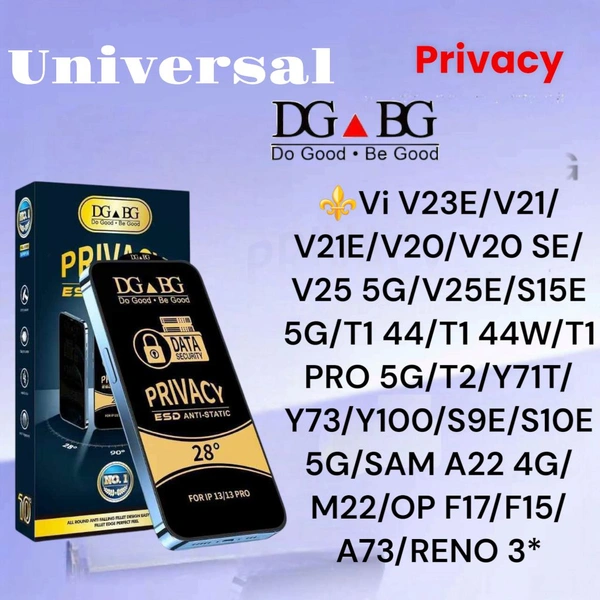 Vivo V23E/V21/V21E/V20/V20se Privacy Glass Universal DG BG Esd Anti-static
