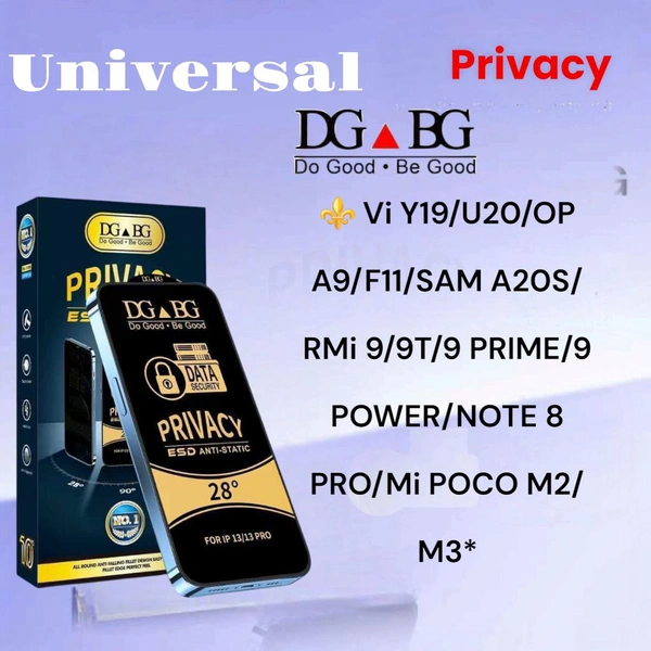 Vivo Y19 9/9T/9 PRIME/9 POWER Privacy Glass Universal DG BG Esd Anti-static