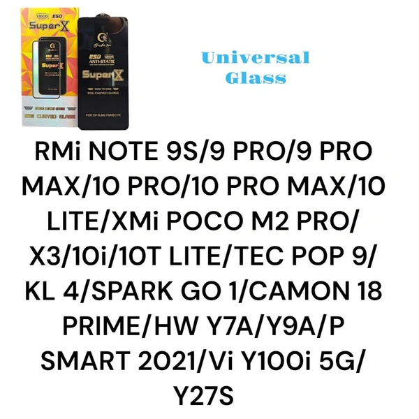 Mi Note 9S / NOTE 9 PRO/ Note 9 PRO MAX/ NOTE 10 PRO/ Note 10 PRO MAX/ REALME Note 10 LITE/ Note 11 PRO (4G / 5G) Super X Glass