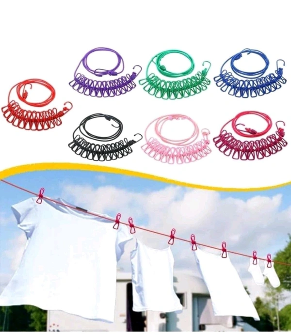 Clothes Hanging Rope With Clips 