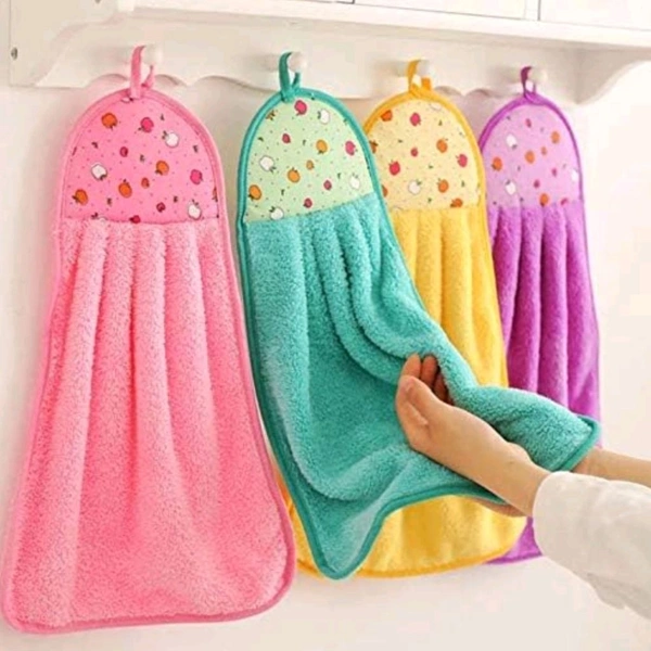 Microfiber Cute Hand Towel With Hanging Support For Kitchen And Multipurpose