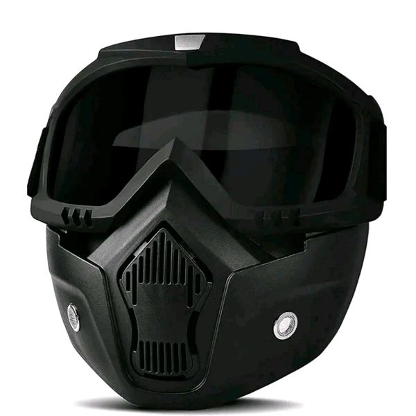 High Quality Protective Goggle With Mask For Comfort Ride With Windproof And Soft Foam Pads (BLACK) 