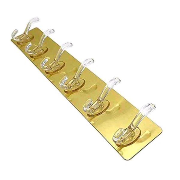 6 in 1 Adhesive Luxury Look Golden  Tiles Hooks