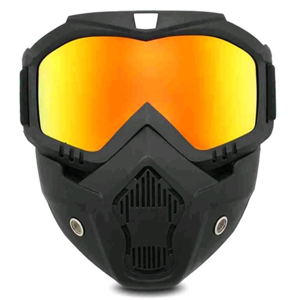 High Quality Protective Goggle With Mask For Comfort Ride With Windproof And Soft Foam Pads (Yellow) 