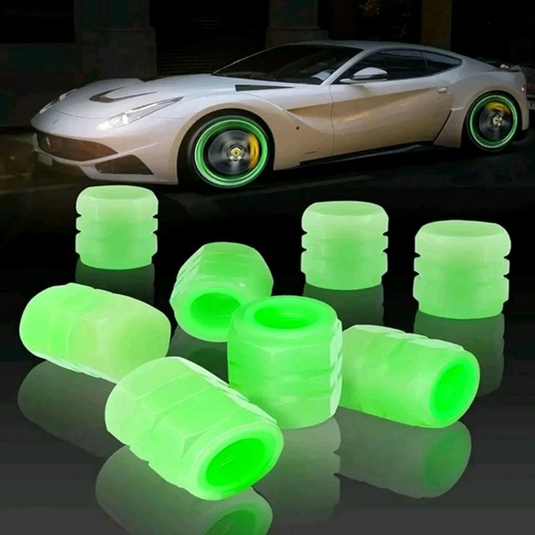 Reflective Radium Tyre Wheel Air Valve Caps (4pcs)