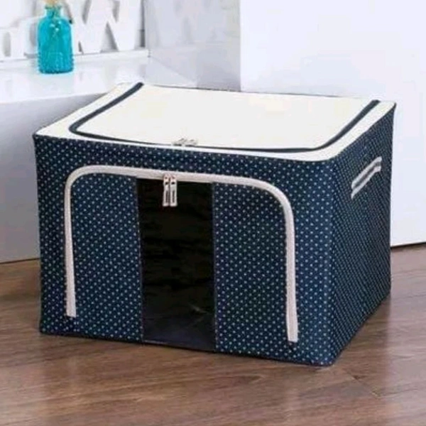 High Quality Multicolored Big Sized Foldable Cloth Organiser With Top And Side Zip Opening With Side Carrying Handles (50×40×33cms)