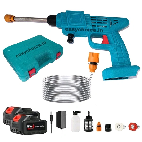 Version 2.0 BLUE High Quality Trending Rechargeable Battery Powered High Pressure Car Washing Gun (2 Batteries) 