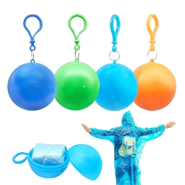 Travel Friendy Emergency Rain Cover With Cute Keychain Ball (Upto 2 or 3 Uses) 
