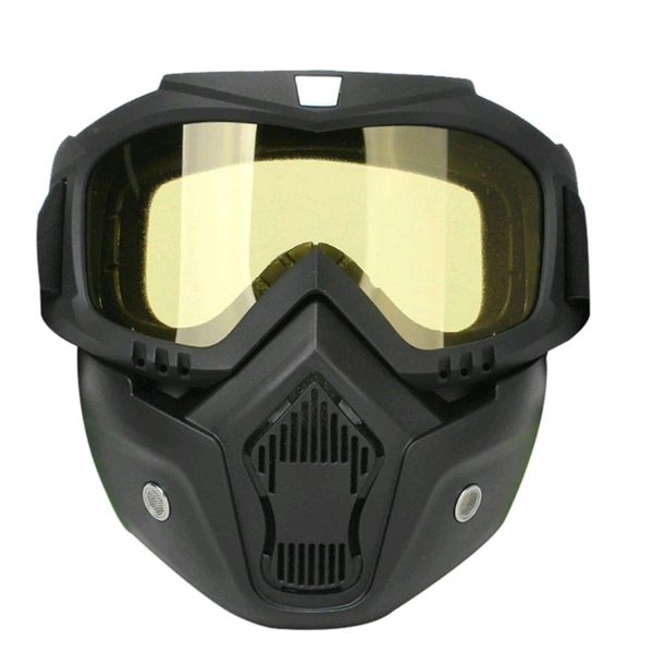 High Quality Protective Goggle With Mask For Comfort Ride With Windproof And Soft Foam Pads (Transparent Yellow) 