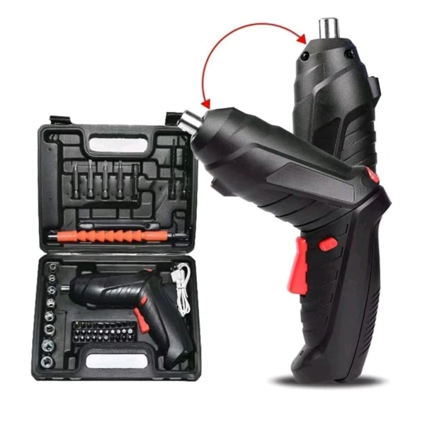 47 In 1 Rechargeable Multipurpose Screw Driver Gun Set With Forward And Backward Rotation And Night Light For Household Operations