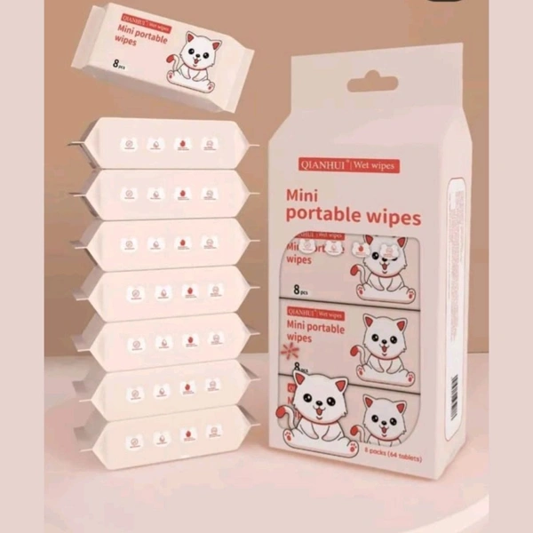 Super Cute Pocket Friendly Soft Wet Tissues With 8 Wipes