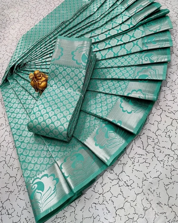 Samudrika Styled Fancy Silk Saree - Mountain Meadow