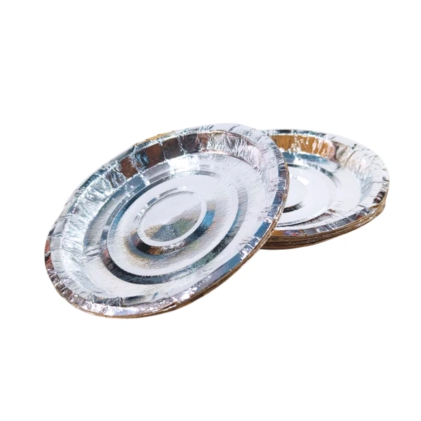 Disposable Silver Paper Plate, - 7 inches