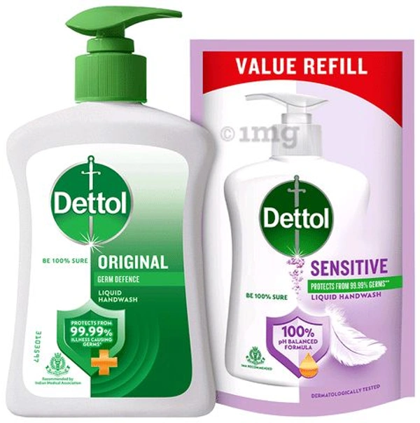 Dettol Original Liquid Handwash (200ml) with Liquid Handwash Refill (175ml)