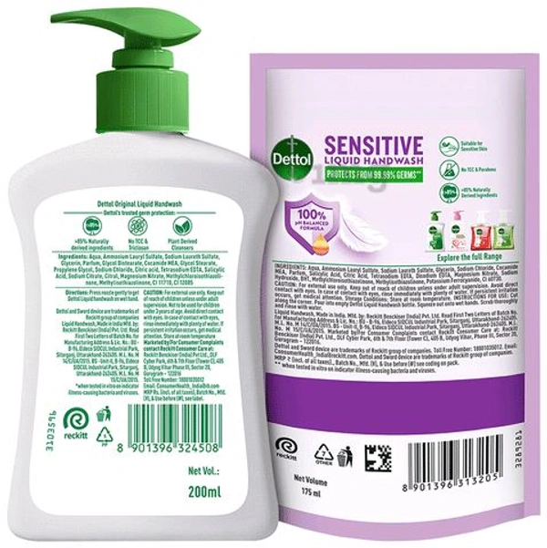 Dettol Original Liquid Handwash (200ml) with Liquid Handwash Refill (175ml)