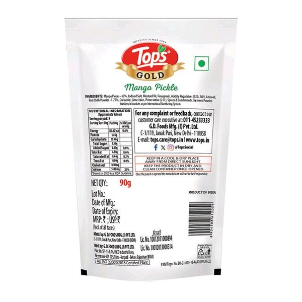 TOPS Gold Mango Pickle - 90g. Pouch