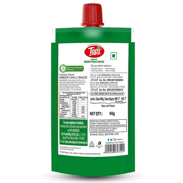 TOPS Green Chilli Sauce - 90g. Spout
