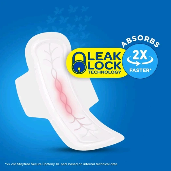 Stayfree Secure Cottony Soft Cover Pads With Wings XL, 6 Count