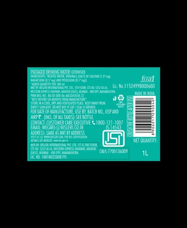 Bisleri Packaged Drinking Water -1L (Pack Of 12)