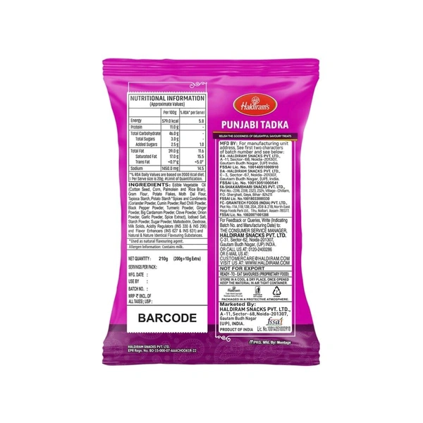 Haldirams Punjabi Tadka - 200g + 10g Free