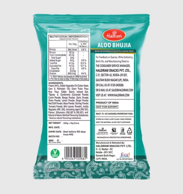 Haldirams Aloo Bhujia - 200g + 10g Free