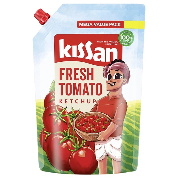 Hindustan Unilever Limited Kissan Fresh Tomato Ketchup (850g) - 850g, 1 Poly Pack, Medium Poly Pack