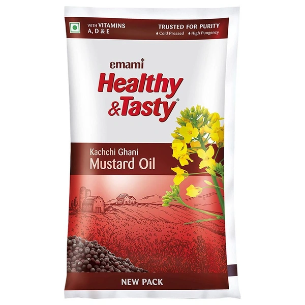 Emami Healthy And Tasty Emami Healthy & Tasty Kacchi Ghani Mustard Oil (825g) - 1 Pouch, 825g