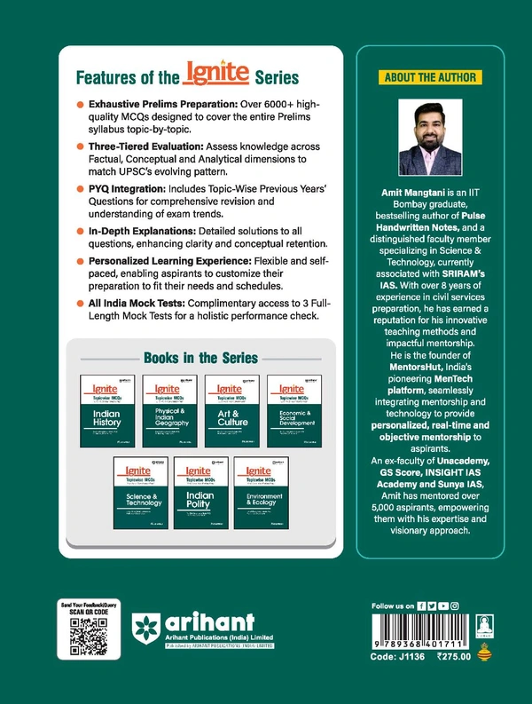 Arihant Publication Ignite Topicwise MCQs Science & Technology For UPSC & State Pre Pcs Exams | English Medium