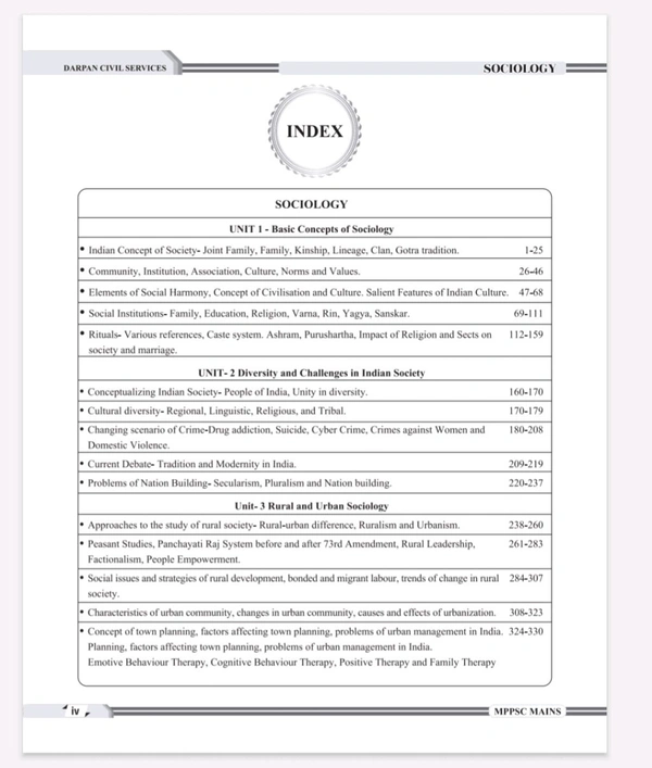 Darpan Publication MPPSC Mains Paper 2 Part B (Unit 1 to 5) | Sociology | Based on MPPSC 2024 New Syllabus | Complete Guide with Practice Questions | English Medium Available