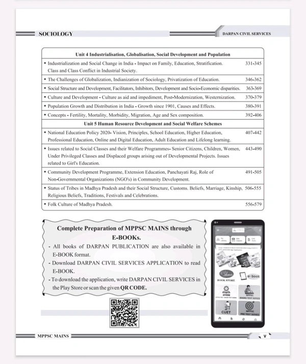 Darpan Publication MPPSC Mains Paper 2 Part B (Unit 1 to 5) | Sociology | Based on MPPSC 2024 New Syllabus | Complete Guide with Practice Questions | English Medium Available