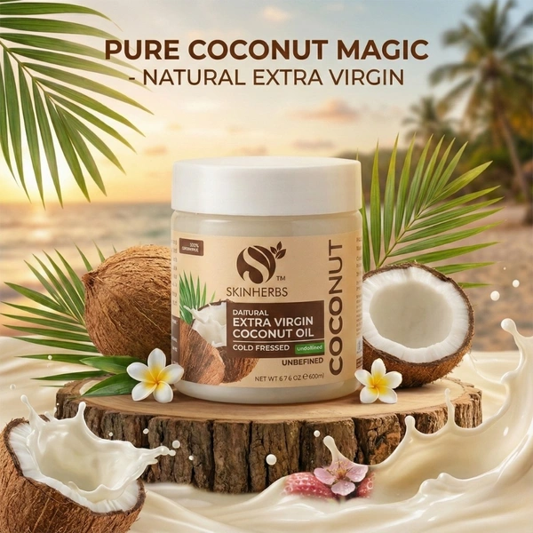 SKINHERBS SkinHerbs Natural Extra Virgin Coconut Oil - Cold Pressed & Unrefined-200ml - 200ml