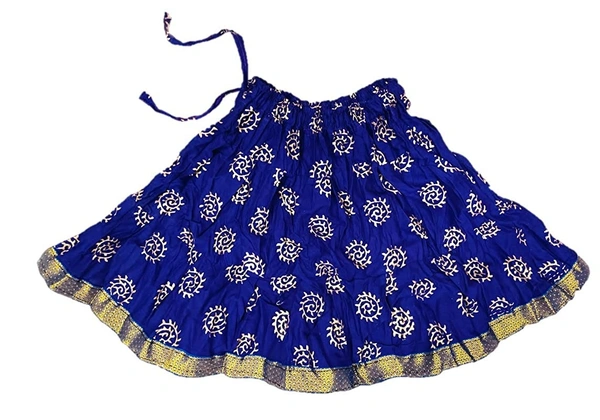PK HUB® Baby Girl's Cotton Readymade Printed Lehenga Choli,Cute Gold print - 3-4 year, blue