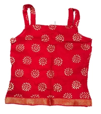 PK HUB® Baby Girl's Cotton Readymade Printed Lehenga Choli,Cute Gold Print - 4-5 year, Red