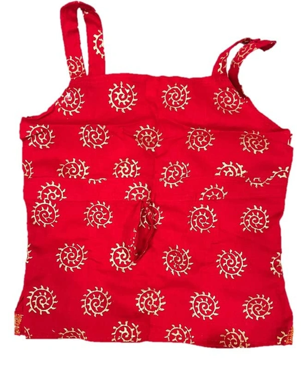 PK HUB® Baby Girl's Cotton Readymade Printed Lehenga Choli,Cute Gold Print - 4-5 year, Red