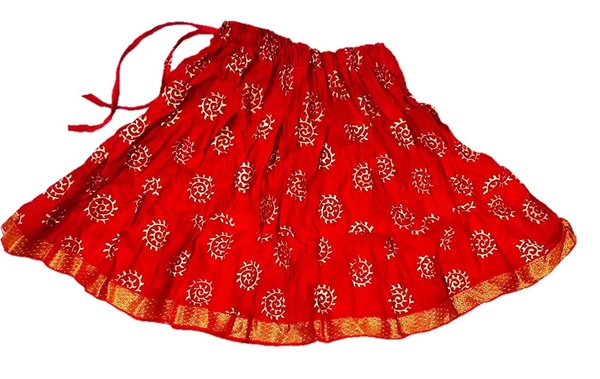 PK HUB® Baby Girl's Cotton Readymade Printed Lehenga Choli,Cute Gold Print - 4-5 year, Red