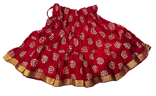 PK HUB® Baby Girl's Cotton Readymade Printed Lehenga Choli,Cute Gold print - 3-4 year, Maroon