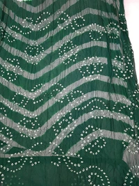 PK HUB Women's Chiffon Leheriya & Bandhej Saree With Same Color Blouse Piece(Length: 5.5 Meter, Blouse - 0.80 Meter) - DARK GREEN