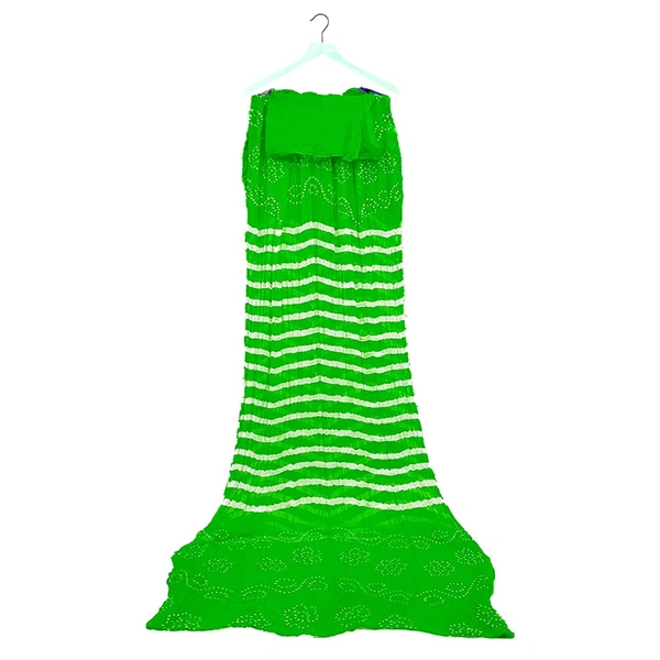 PK HUB Women's Chiffon Leheriya & Bandhej Saree With Same Color Blouse Piece(Length: 5.5 Meter, Blouse - 0.80 Meter) - Light Green