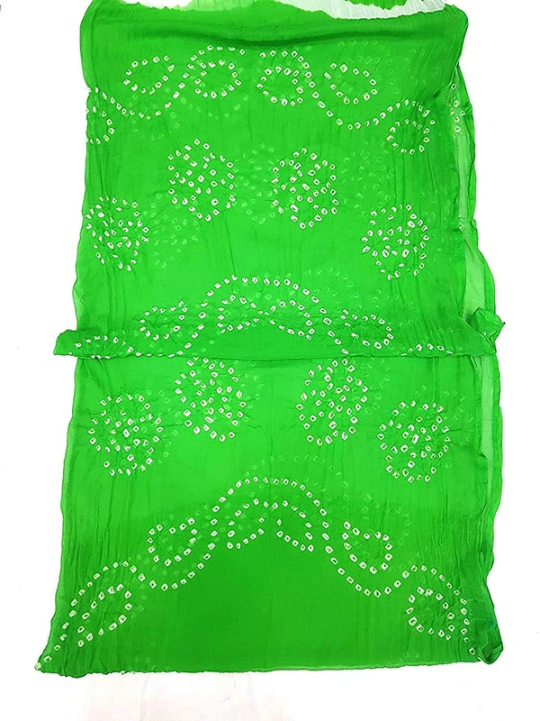 PK HUB Women's Chiffon Leheriya & Bandhej Saree With Same Color Blouse Piece(Length: 5.5 Meter, Blouse - 0.80 Meter) - Light Green