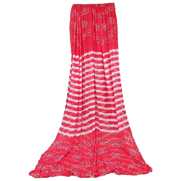 PK HUB Women's Chiffon Leheriya & Bandhej Saree With Same Color Blouse Piece(Length: 5.5 Meter, Blouse - 0.80 Meter) - PINK