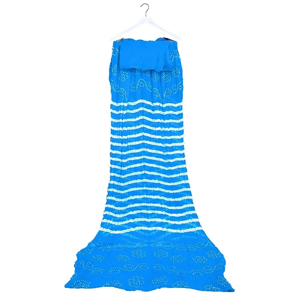 PK HUB Women's Chiffon Leheriya & Bandhej Saree With Same Color Blouse Piece(Length: 5.5 Meter, Blouse - 0.80 Meter) - SKY BLUE