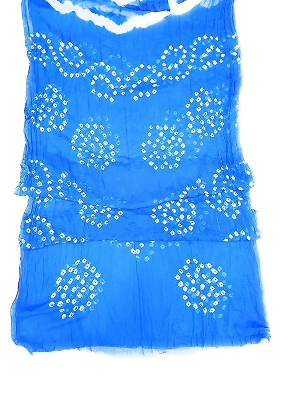 PK HUB Women's Chiffon Leheriya & Bandhej Saree With Same Color Blouse Piece(Length: 5.5 Meter, Blouse - 0.80 Meter) - SKY BLUE